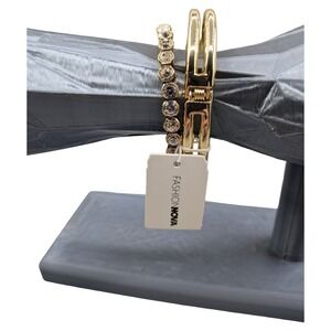 Fashion Nova By Your Side 2 Piece Bracelet Set Gold Rhinestone TROY13613 NEW